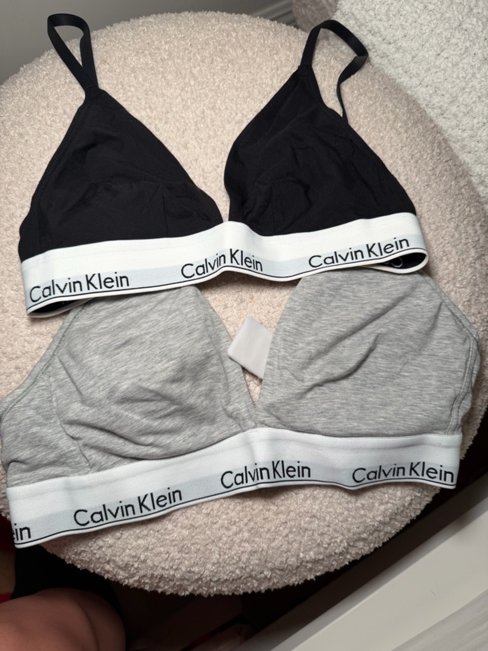 Calvin Klein Logo Elastic Bralette Set - Black & Light Gray